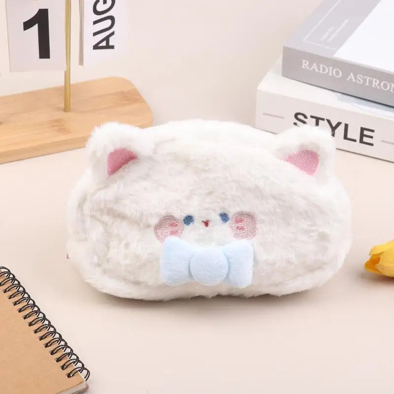 Cute Cartoon Animal Plush Pencil Case Large Capacity Stationery Qme A3