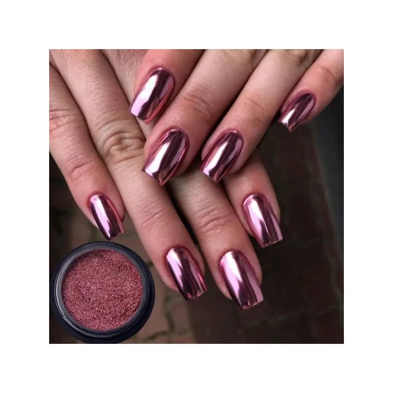 1Boxs Magic Mirror Powder Metal Chrome Nail Gel Polish Art Glitter Qme pink