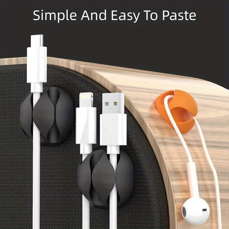4Pcs Simple 3-slot charging cable clip, desktop cable wrapper, self-adhesive USB cable clip, mouse cable organizer Qme