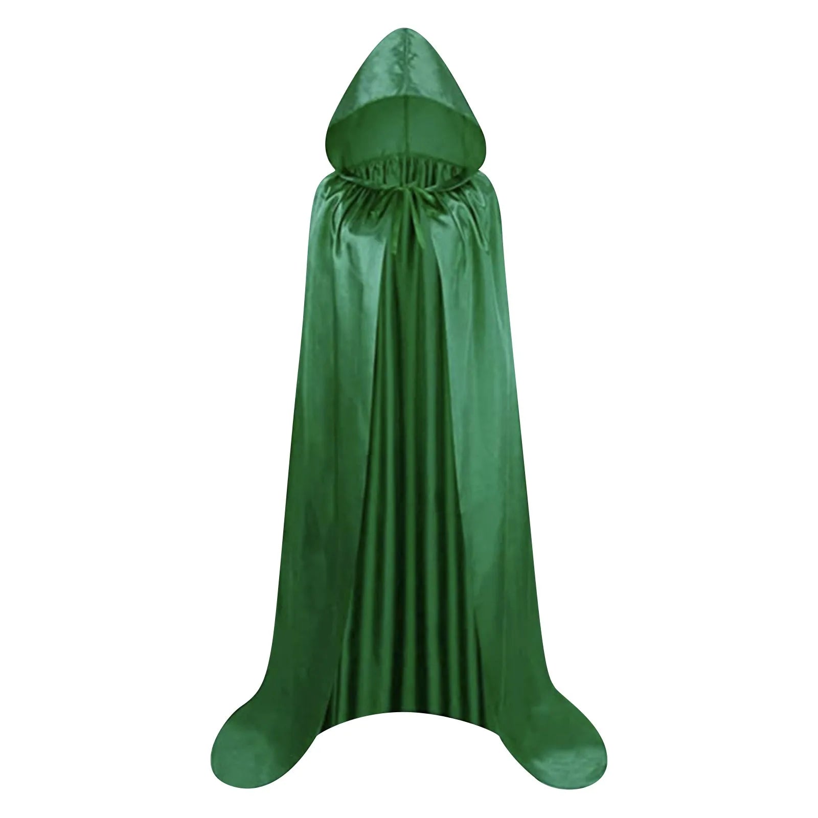 Medieval Wizard Vampire Solid Color Cloak Cosplay Costume Witch Hooded Cloak Carnival Party Dress Up Cape for Adult and Kid Qme Green 110