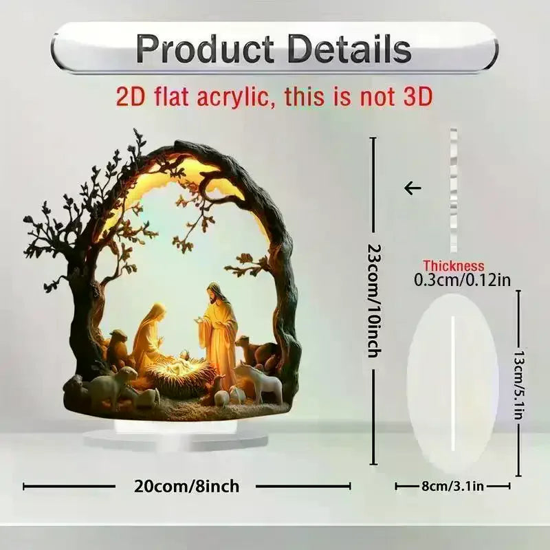 Desktop Decor Family Statue Jesus Tree Of Life Newborn Acrylic Flat Plate Desktop Decoration Ornaments For Home Decor Qme