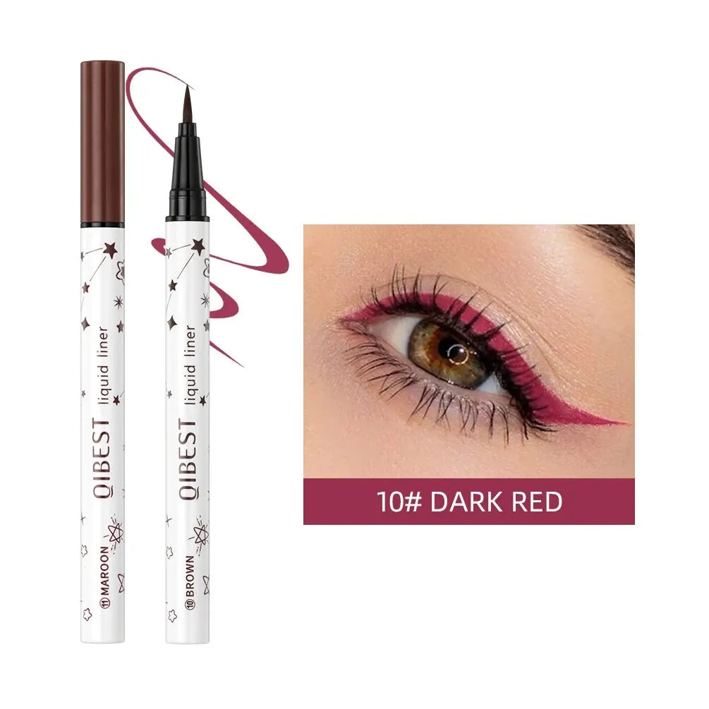 QIBEST Eyeliner Liquid Waterproof Matte Liquid Eyeliner Pen Long Lasting Green Yellow Purple Blue White Eye Liner Pens Cosmetics Qme 10