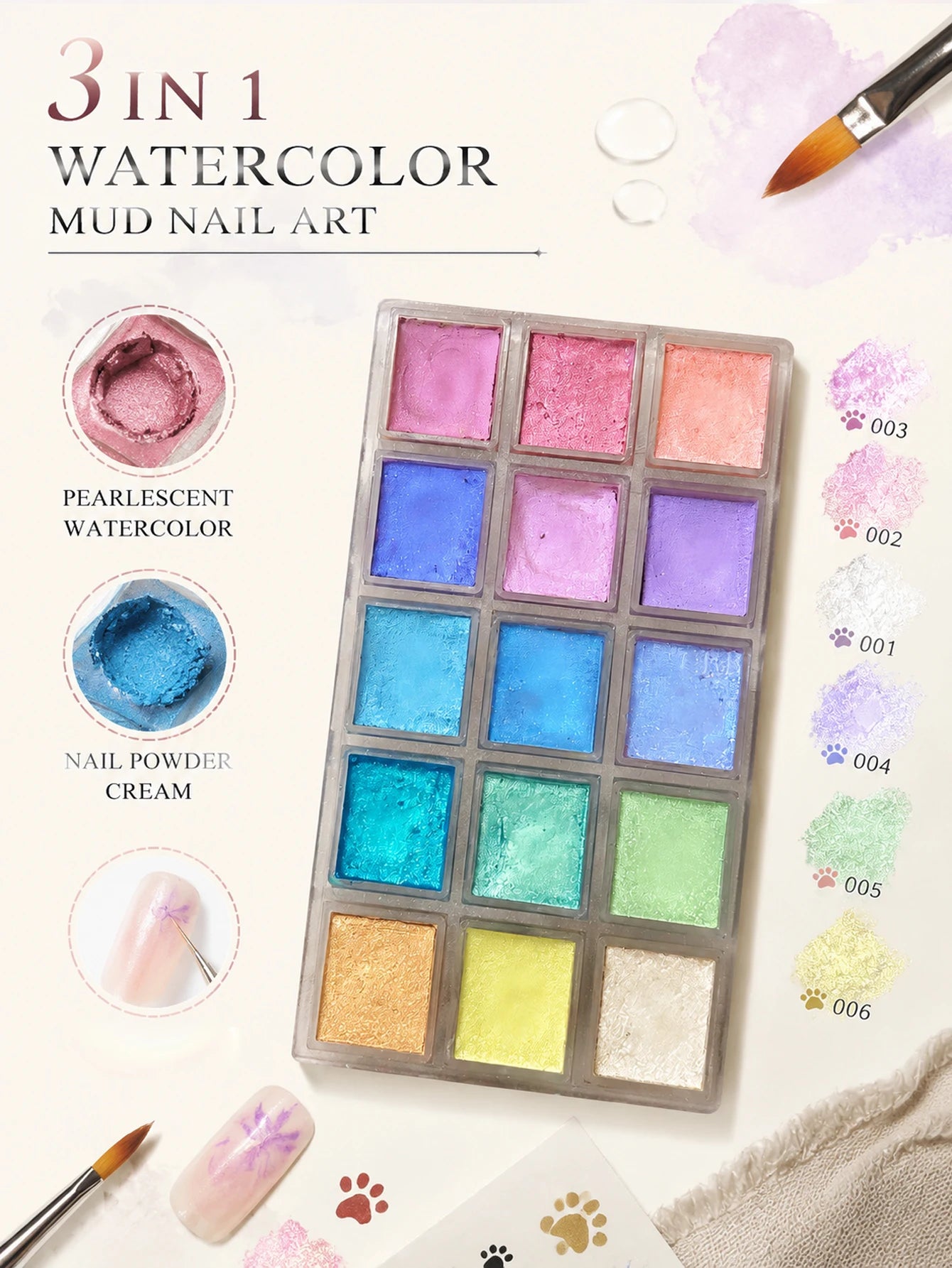 15-color Nail Art Watercolor Burl Clay Pearlescent Gradient Fairy Qme