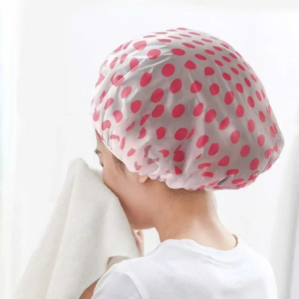 Shower Cap For Women, Elastic And Reusable Hair Bath Caps, Waterproof Bathing Hat Stocking Stuffers For Women Ladies Spa Salon Qme