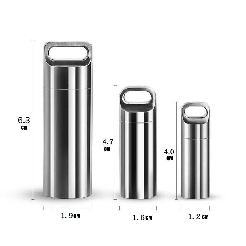 Mini Stainless Steel Sealed Capsule Waterproof Pill Box Camping Qme