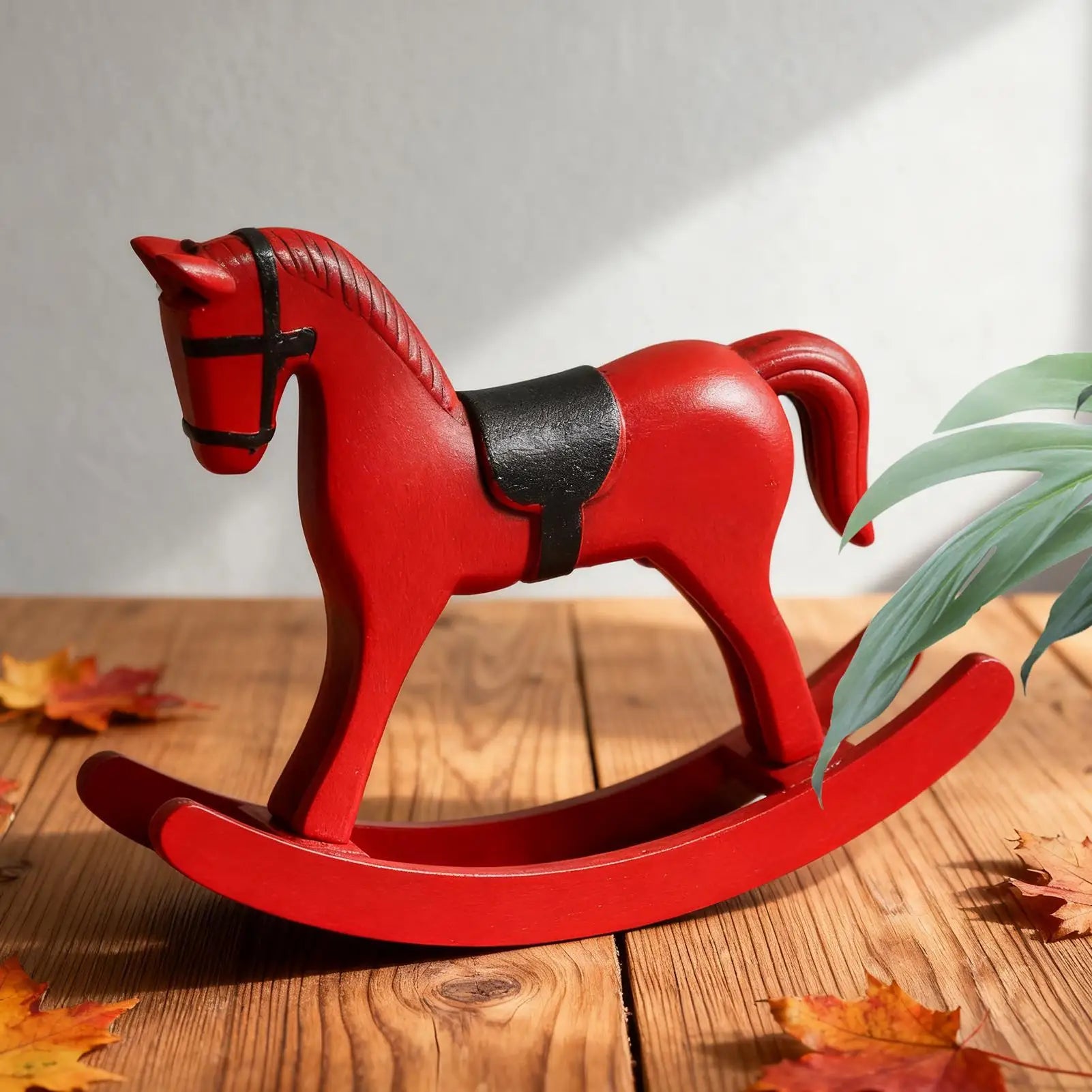 Horse Figurine Vintage Wooden Funny Rocking Toys Desk Sculpture Qme