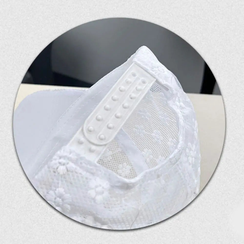Embroidery Lace Baseball Cap Adjustable Sunscreen Embroidered Flower Qme