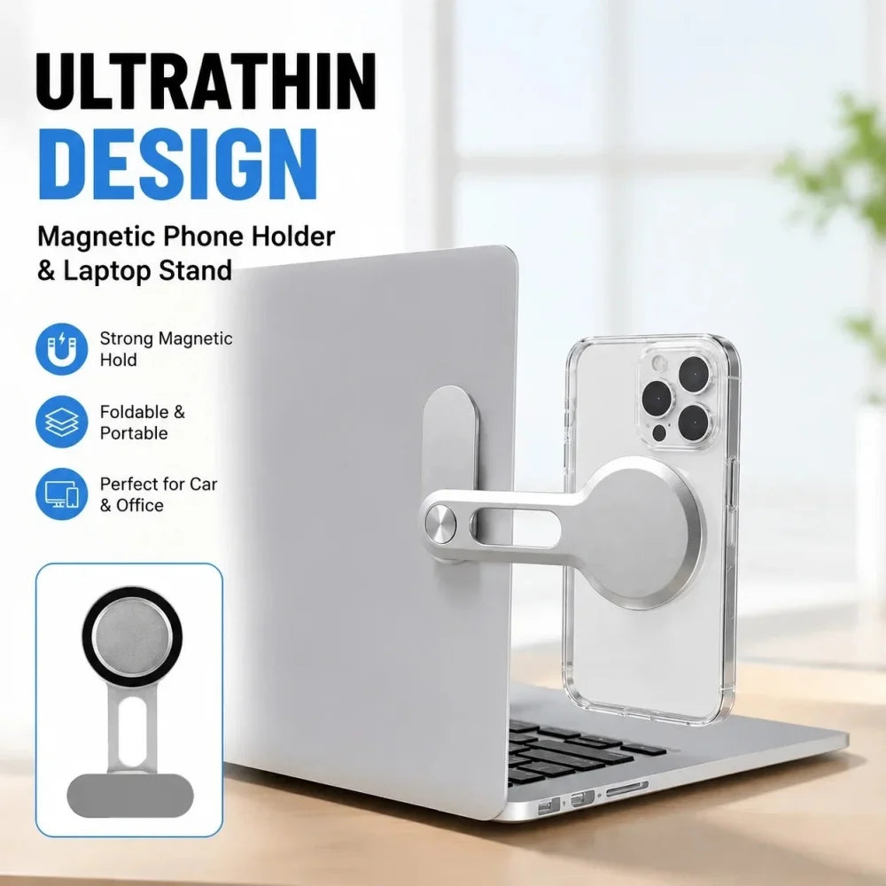 Magnetic Foldable Holder Laptop Phone Holder Dual Screen Extension Multi Screen Adjust Stand Invisible Laptop Side Mount Bracket Qme