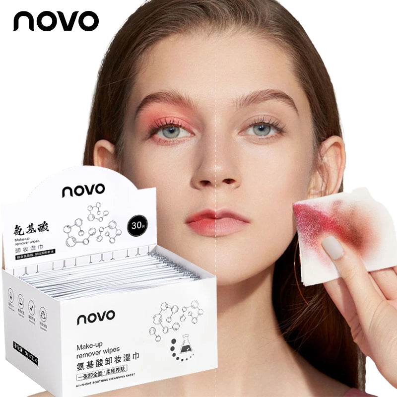 30pcs Of Makeup Remover Wipes For Face,Moisturizing&Gentle,Deep Cleansing Without Noresidue,Individually Packaged,Disposable Use Qme
