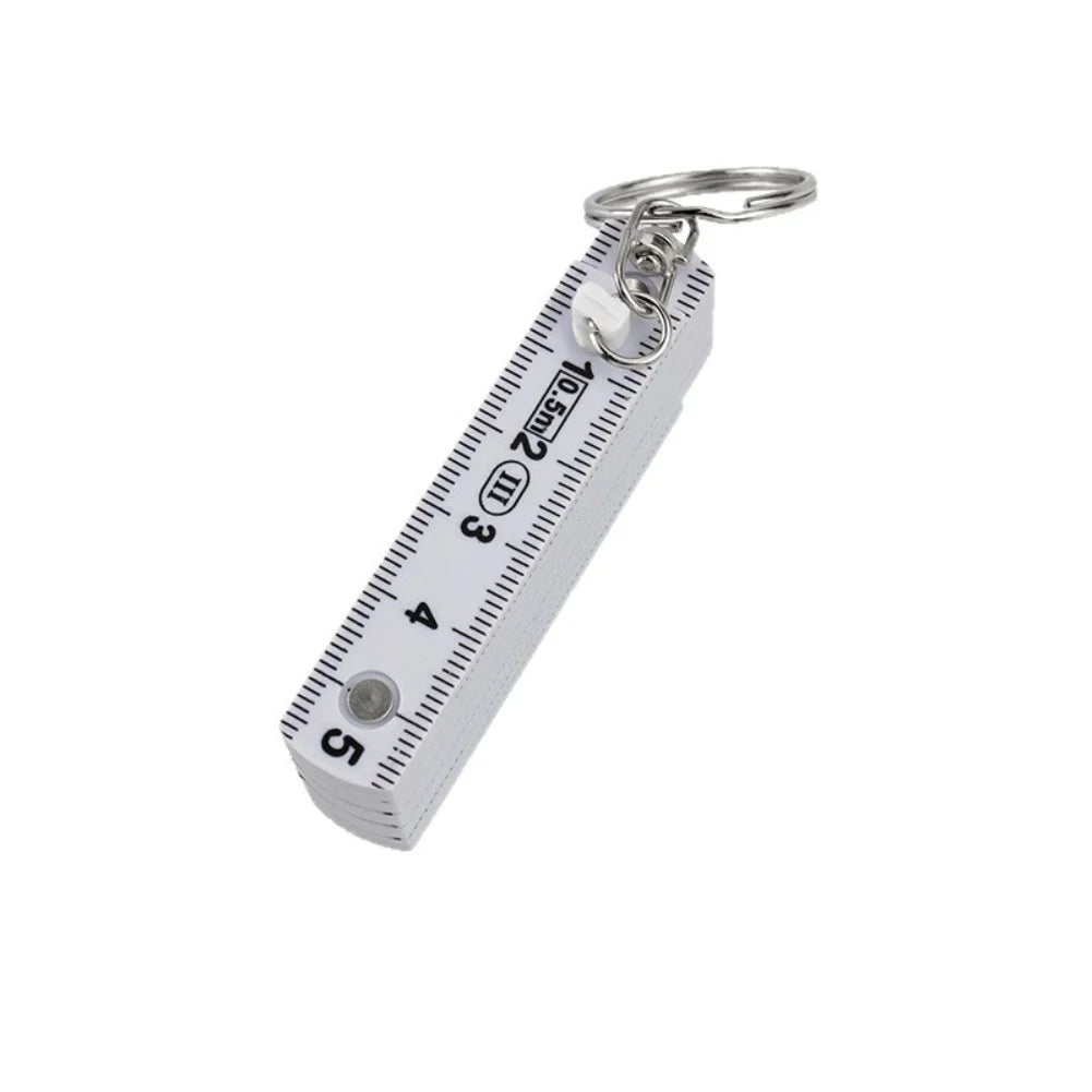 1Pcs 0.5 Meter Folding Ruler Keychain Plastic High Precision Portable Folding Ruler For Woodworking Bricklaying Measuring Tool Qme white