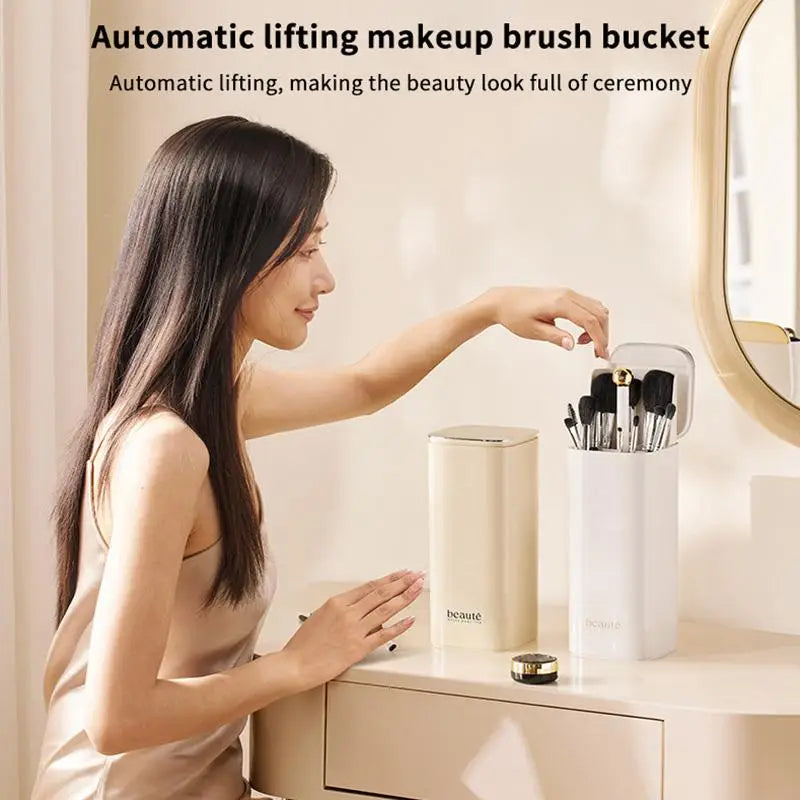Automatic Lifting Makeup Brush Holder Dustproof Large Capacity Qme