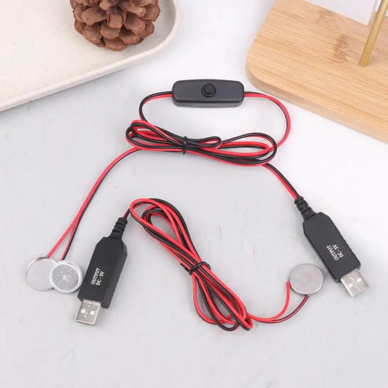 USB 3V CR2032 Fake Battery Charger Cord Switches Power Supply Cable Qme