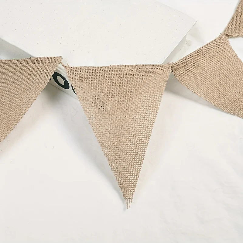 DIY Handicraft Christmas Wedding Party Decoration Linen Triangle Flag Qme