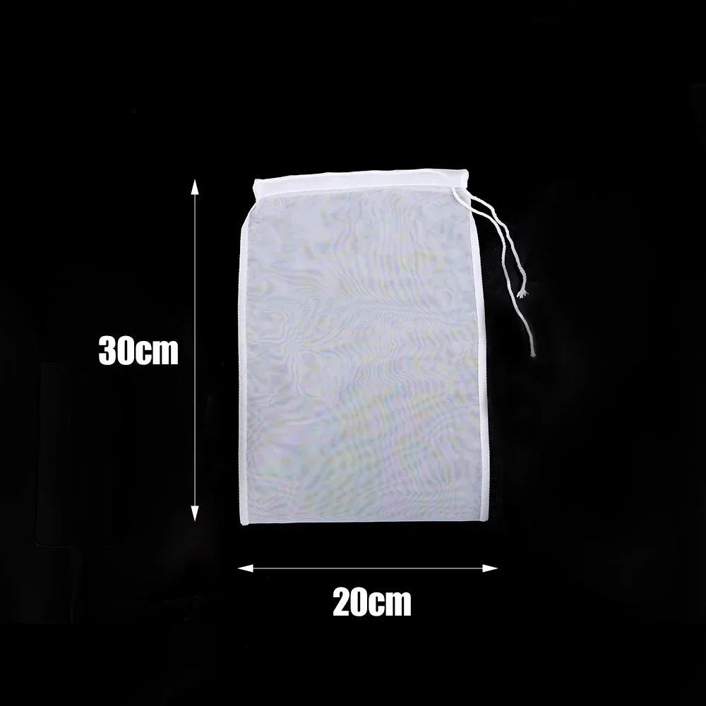 80Mesh Mesh Soy Milk Nylon Filter Bags Nut Yogurt Tea Coffee Oil Food Press Filter Strainers Large Kitchen Filters Bag Reusable Qme 20x30cm 5PCS