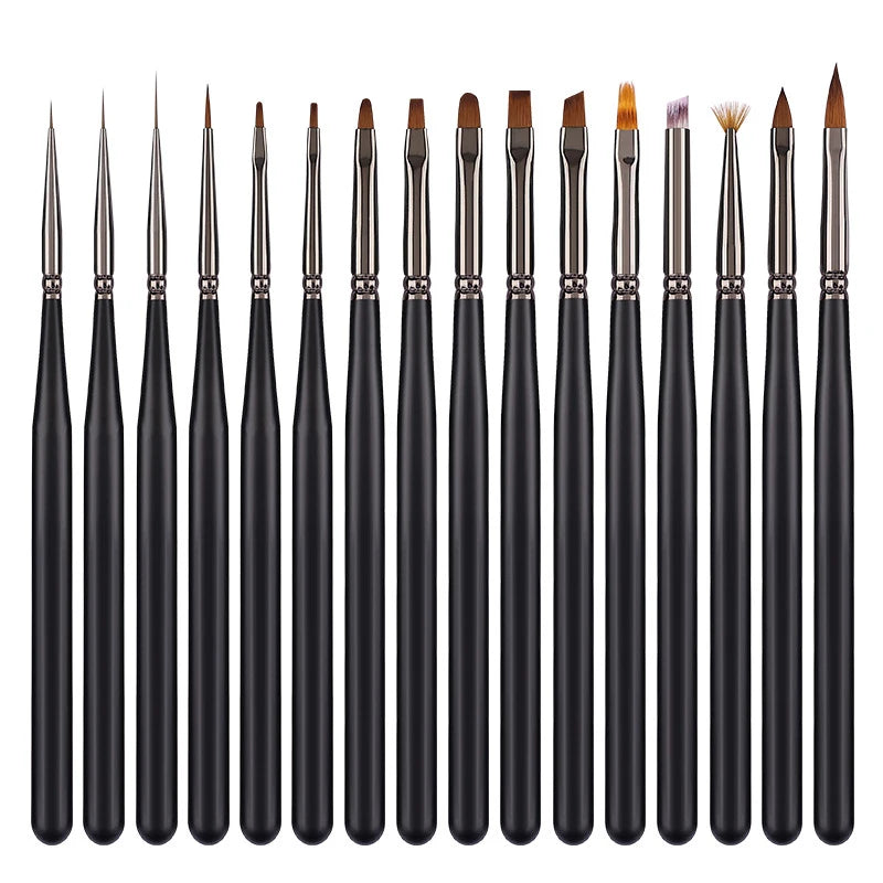 Wooden Handle Nail Drawing Brushes Manicure Lines Painting Gradient Qme