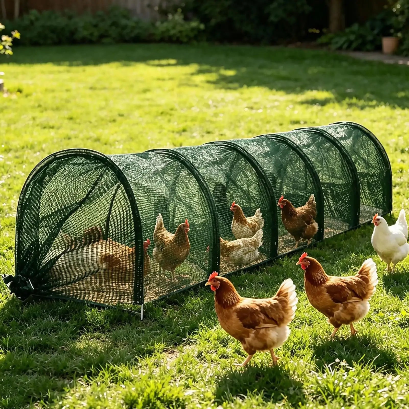 Chicken Tunnel Foldable Long Quick Installation Flexible Yard Outside Chicken Tunnels for Ducks Geese Rabbits Small Pets Chicks Qme