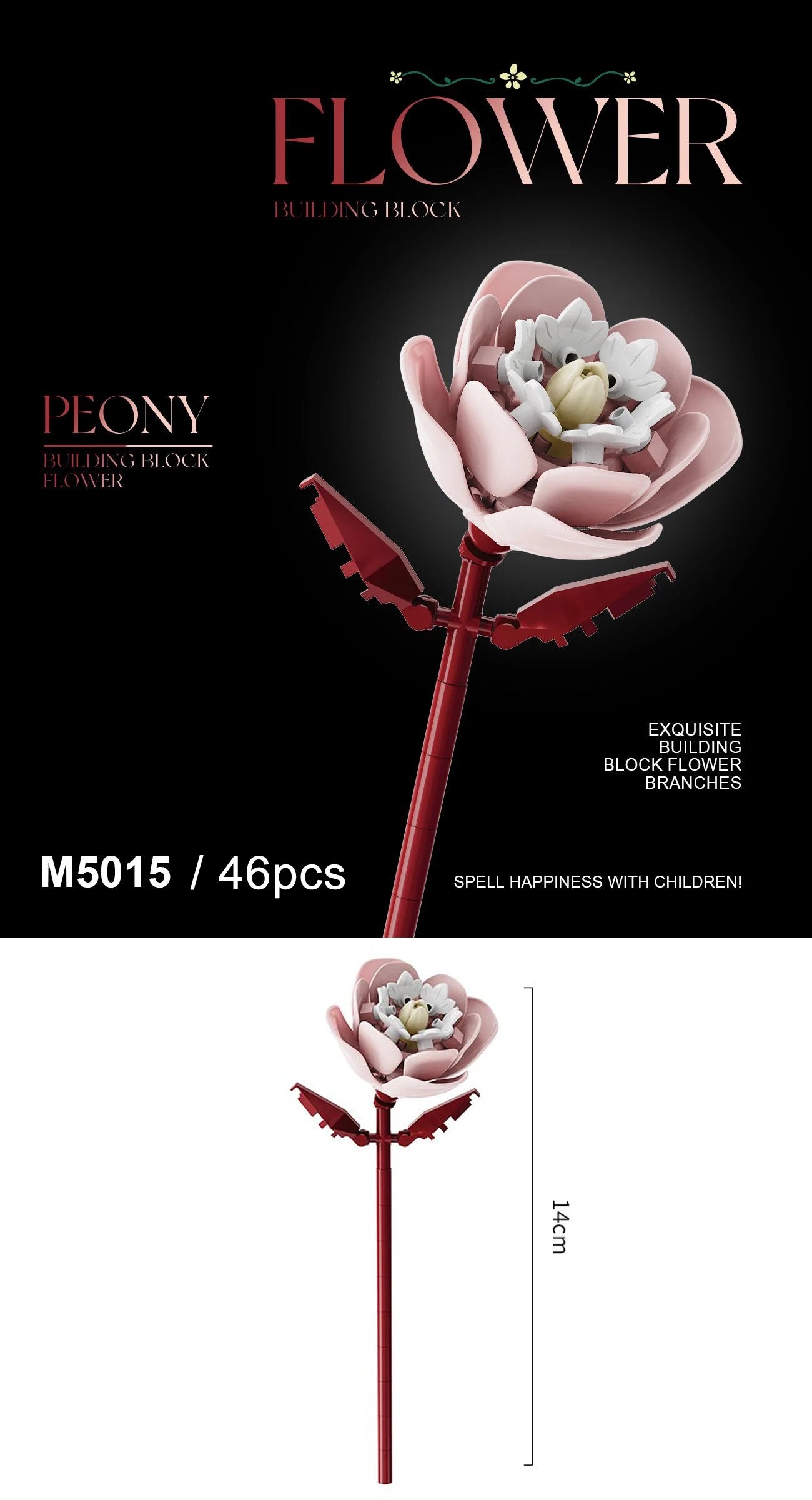 Building block flower set, DIY floral decoration kit, suitable for desktop decoration and room accessories – a perfect gift idea Qme 5015-Opp bag