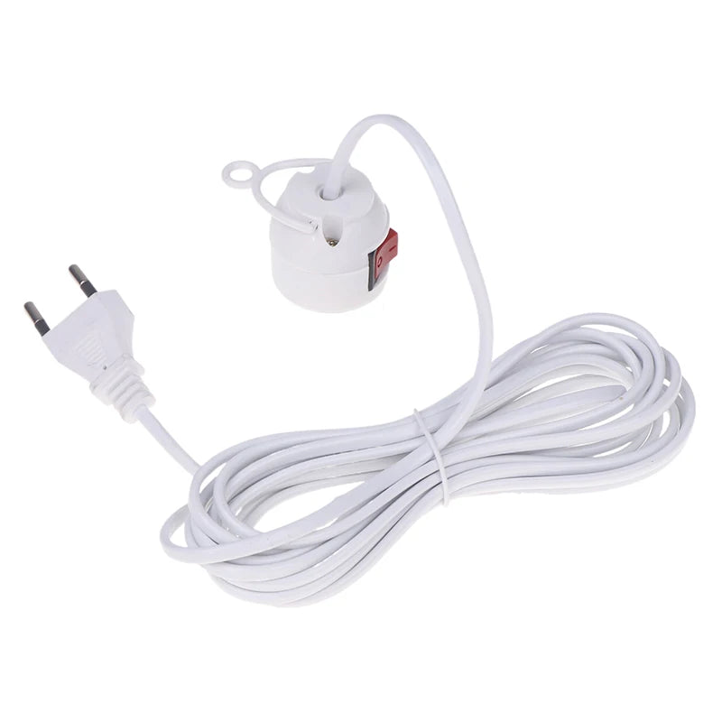 EU Plug 4M Power Cord Cables E27 Lamp Base Holder Switch Pendant Led Qme