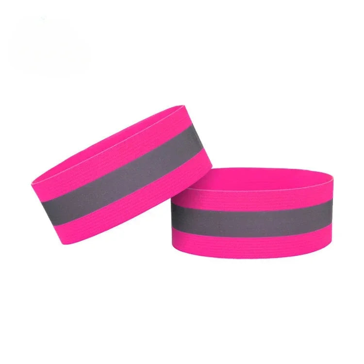 Outdoor Sports Night Running Cycling Jogging Elasticated Reflective Safety Arm Band Wristband Warning Reflector Tape Qme pink 4x35CM 10pcs