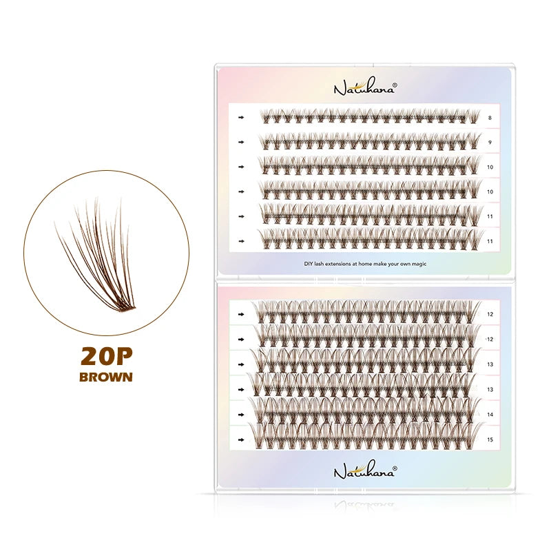 NATUHANA 20D 30D 40D 50D 60D 80D Cluster Eyelashes DIY Individual