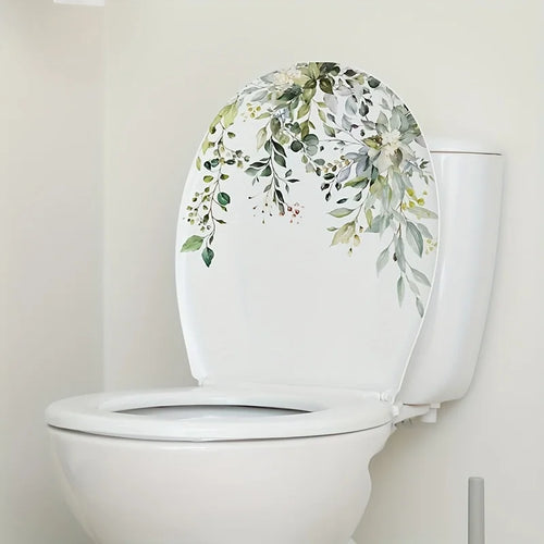 1 Fresh Plant Flower Leaf Wall Sticker Toilet Bathroom Decoration Qme