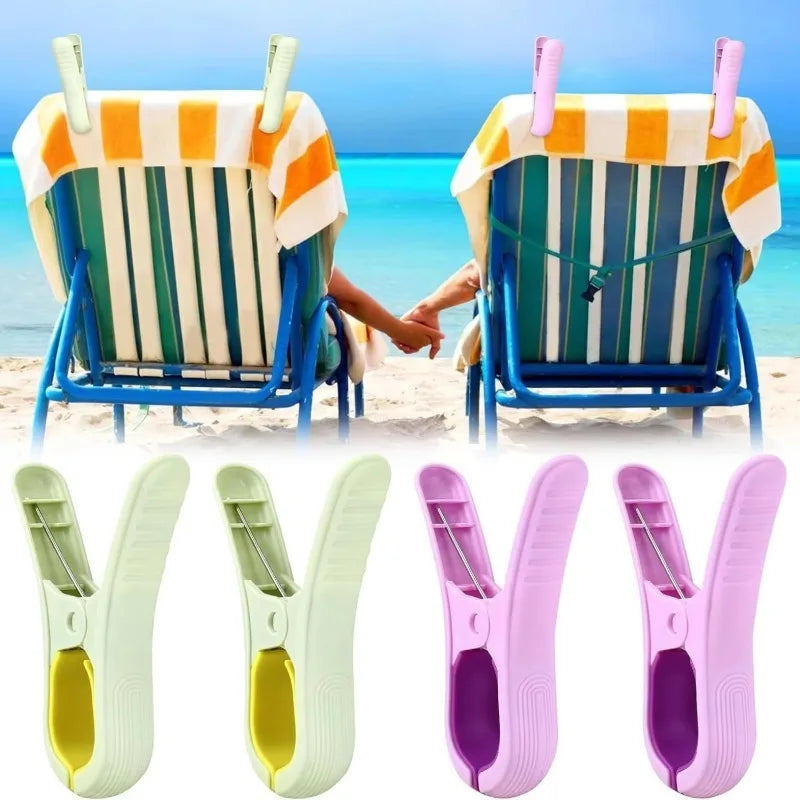 2 Large Beach Towel Clips Windproof Non-slip Clothes Pegs Sun Qme