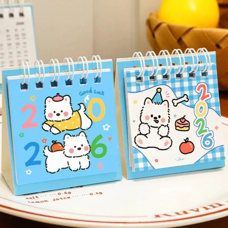 2026 Cute Cartoon Dog Calendar Portable Pocket Year Simple Ins Small Qme