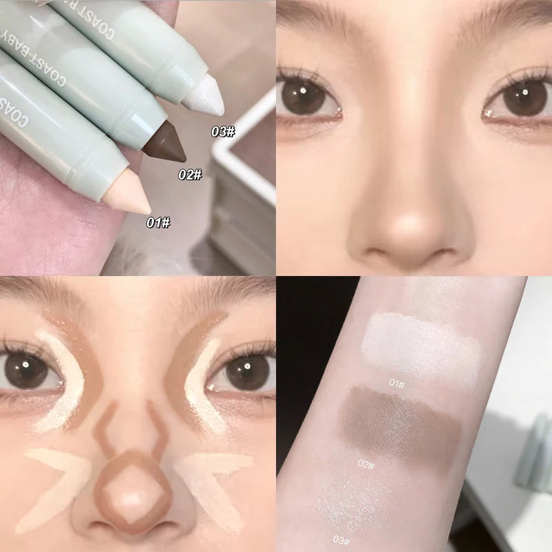 3D Contour Stick Highlighter Makeup Waterproof Long Lasting Stereo Qme