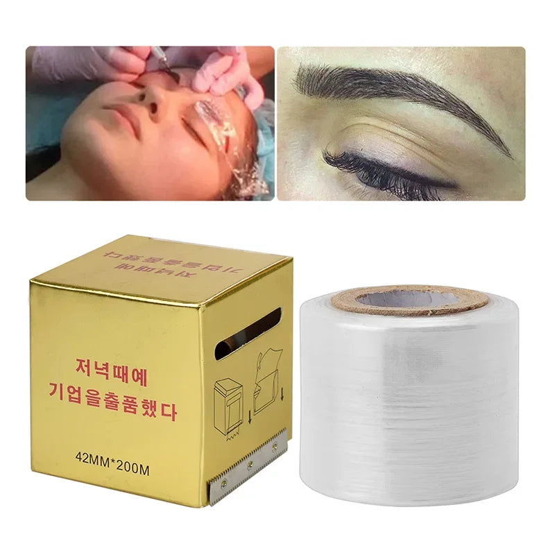 1Roll Tattoo Film Wrap Microbading Plastic Preservative Clear Cover 42mm*200m Disposable Eyebrow Lips Body Tattoo Supplies Qme