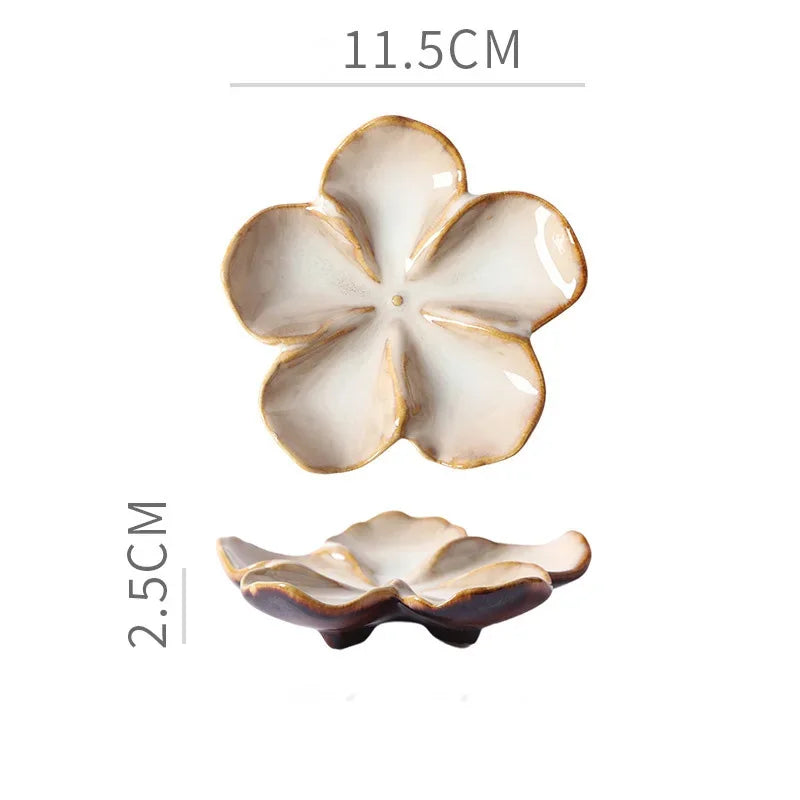 Retro Kiln-Baked Ceramic Petal-Shaped Dipping Plate, Lightweight Seasoning & Sauce Dish for Home & Restaurant Use Qme 1