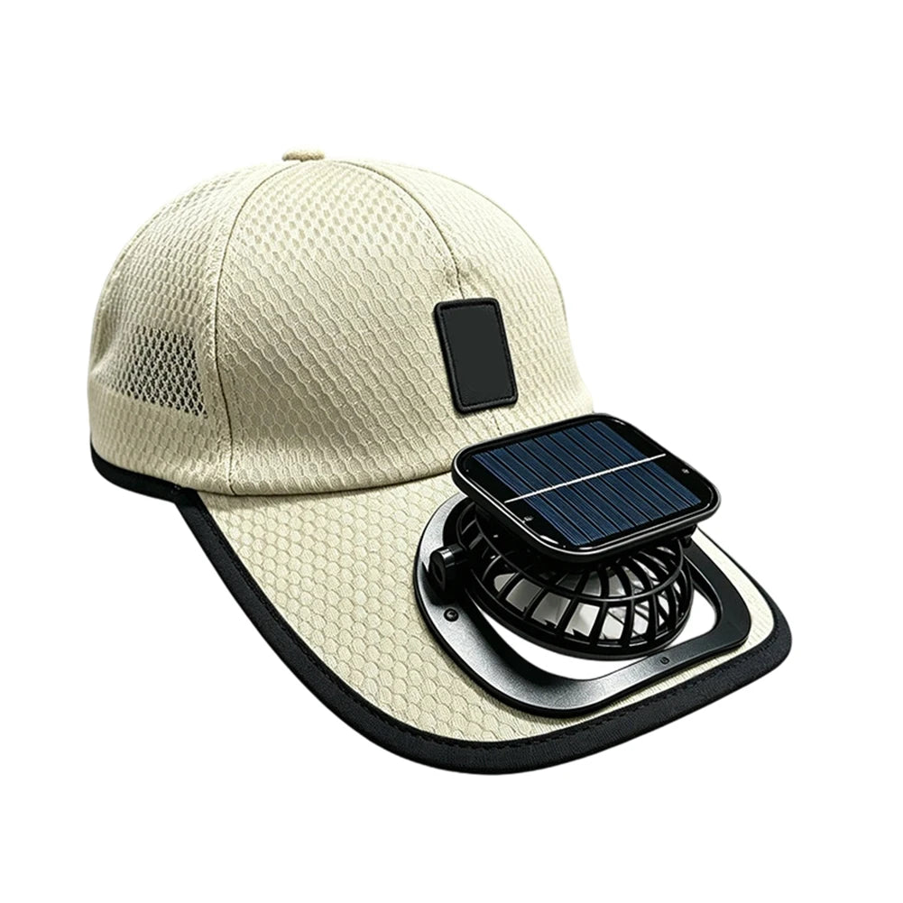 For Outdoor Sports Uv Protection Cap Solar Fan Hat For Sunny Days Comfortable Sun Protection Hat Adjustable Sunhat Qme khaki