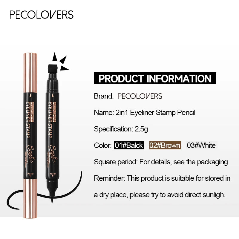 2 in1 Eyeliner Stamp Pencil Double-ended 3 Fine Eyeline Wink Qme