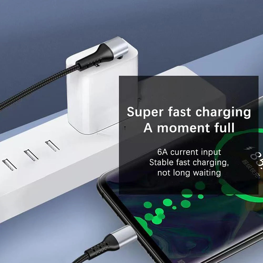 6A 25cm/50cm Short Data Cable 90 Degree Elbow USB PD To Type C Cable Fast Charging Cord For Iphone15 Xiaomi Samsung USB C Line Qme