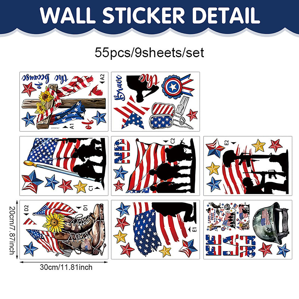 American Independence Day Victory Theme Patten Stickers Glass Window Display Stickers Holiday Party DIY Decorative Supplies Qme