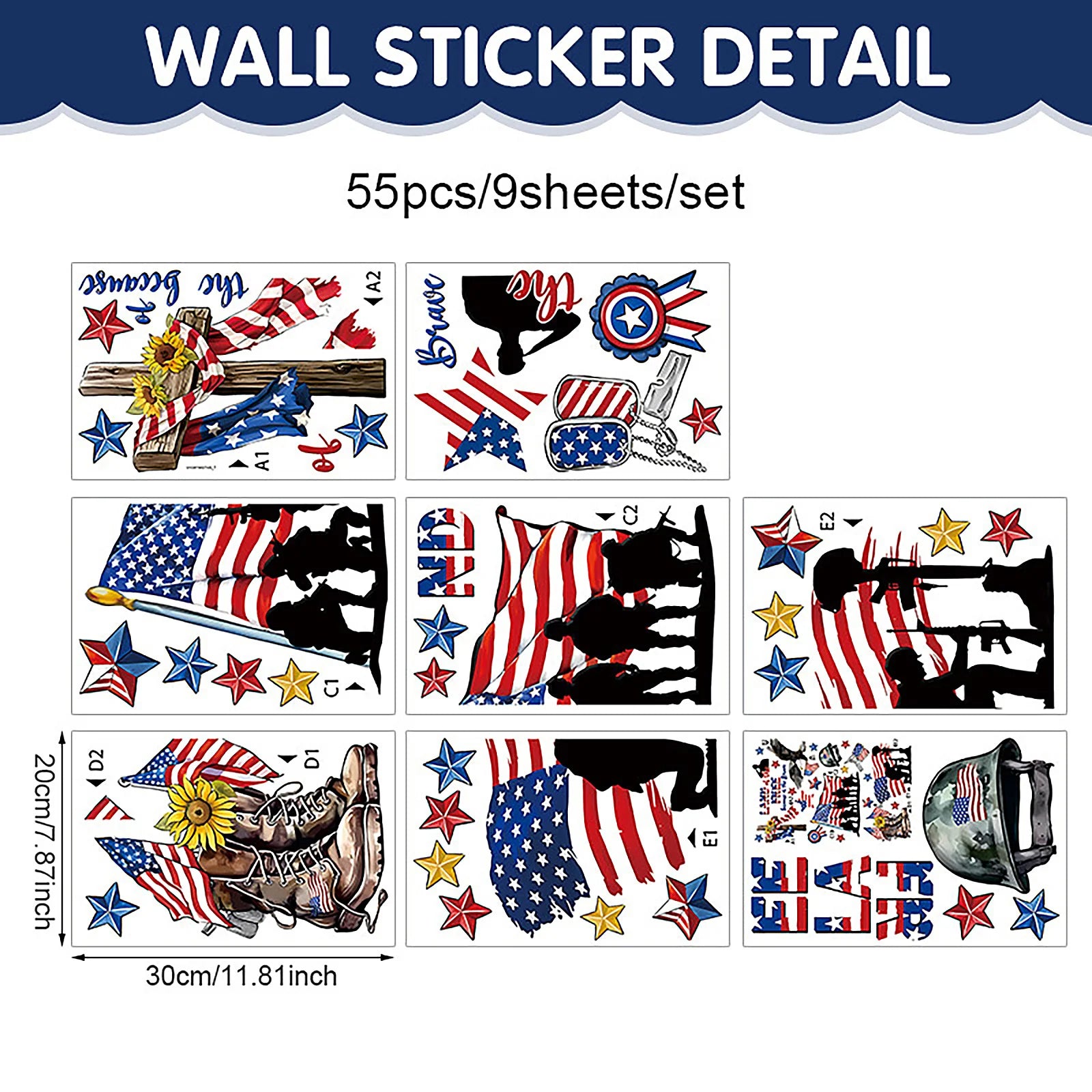 American Independence Day Victory Theme Patten Stickers Glass Window Display Stickers Holiday Party DIY Decorative Supplies Qme