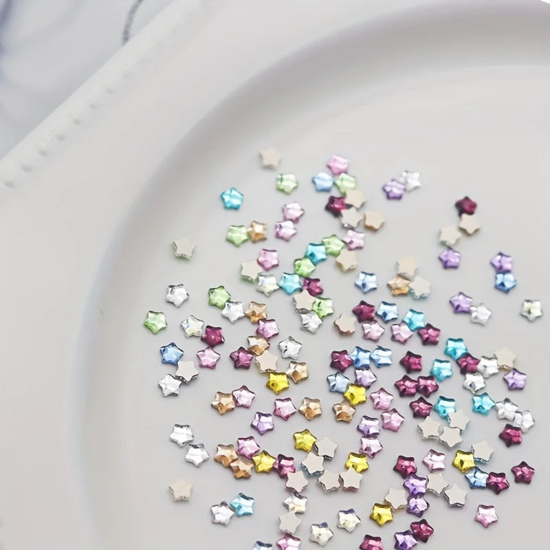 Colorful Little Star Flatback Rhinestones Crystal Nail Charms Art Qme