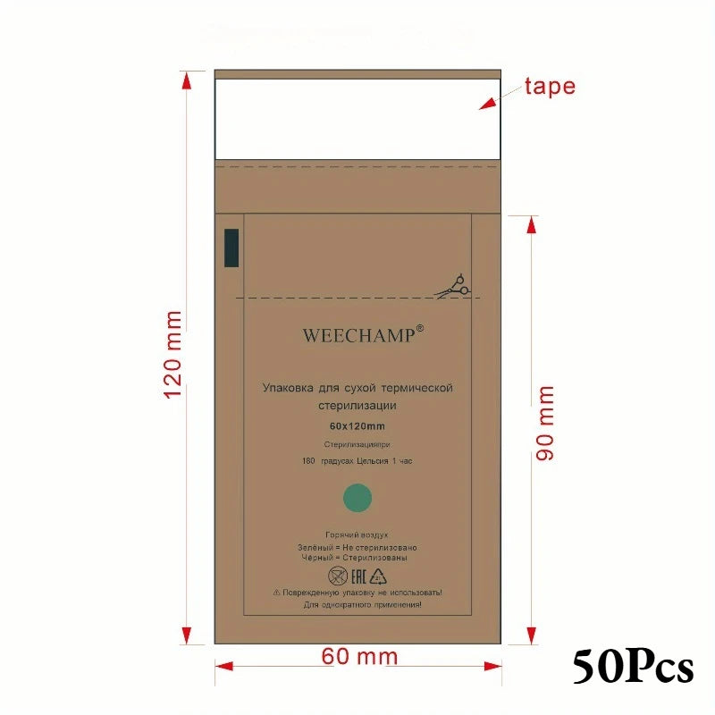 Nail Sterilizer Bags Manicure Kraft Art Clean Tools Sterilization Qme 50pcs 60x120mm