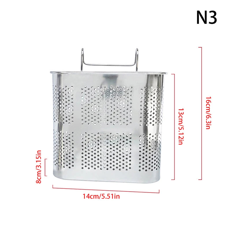 Stainless Steel Utensil Holder Dish Rack Chopstick Basket Silverware Qme 3
