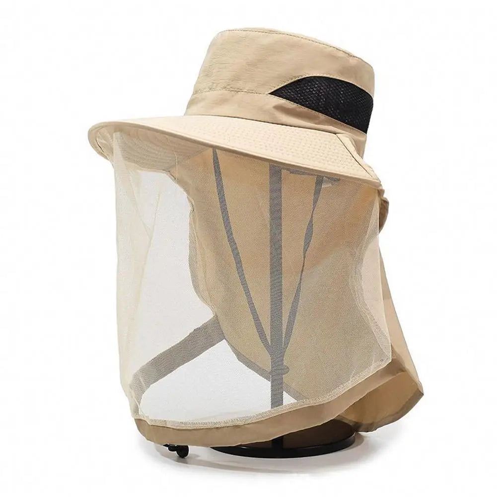 Mosquito Net Hat Fishing Sun Protection Outdoor Hiking Gardening Men Qme F