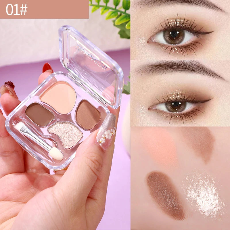 4-color Eye Shadow Plate Waterproof Sweat Proof Energetic Glitter Qme 01