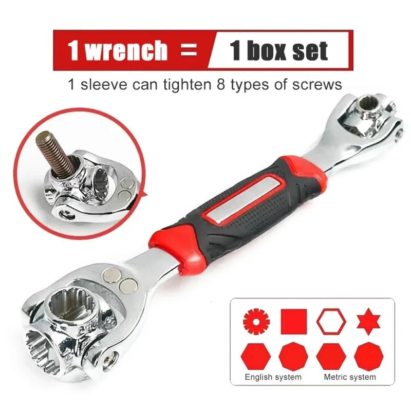 52 In 1 Multi-tool Wrench 8 to 19mm Tools Socket Works Universal Spline Bolts Sleeve Rotation Hand Tools 1pc 360° Tiger Wrench Qme