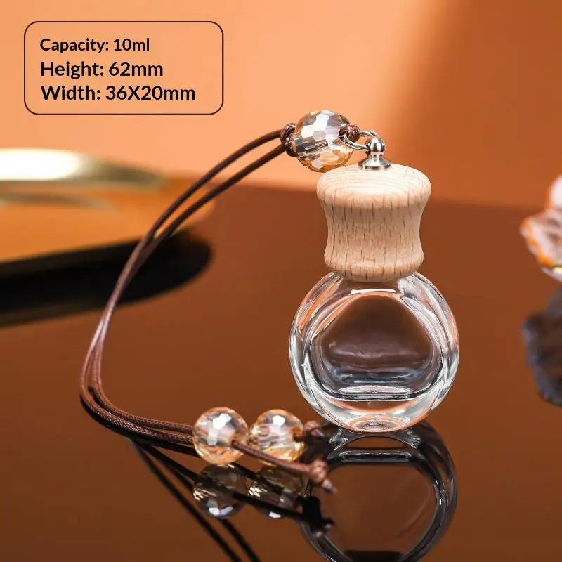 Empty Glass Essential Oil Diffuser Bottle Wooden Cap Car Hanging Qme A5