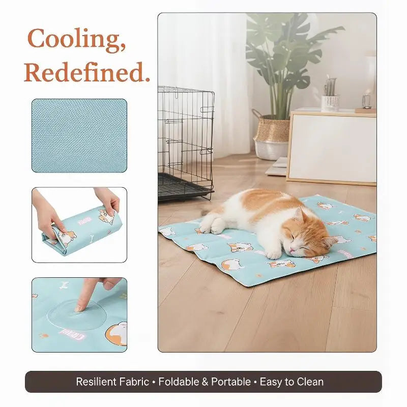 Reusable Pet Cooling Mat Waterproof Gel Pad Dogs Cats Summer Non Qme