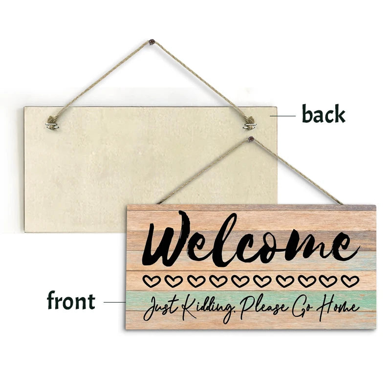Rustic Welcome Wall Hanging Decor Wood Art Plaques Sign Door Sign for Home Living Room Decor Qme