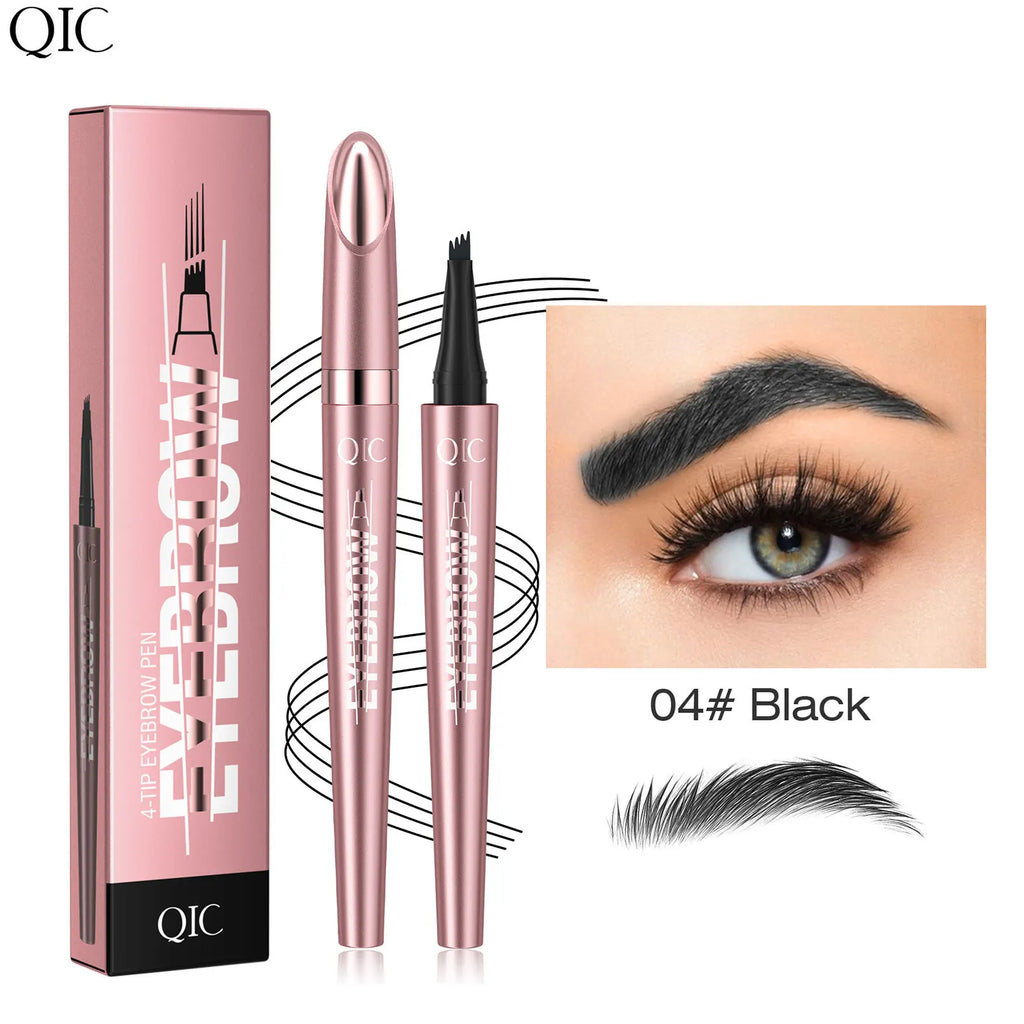 4 Point Liquid Eyebrow Pencil Waterproof Dark Brown Fork Tip Eyebrow Pencil Tattoo Fine Sketch Liquid Eyebrow Pen Makeup Tool Qme 04 Black