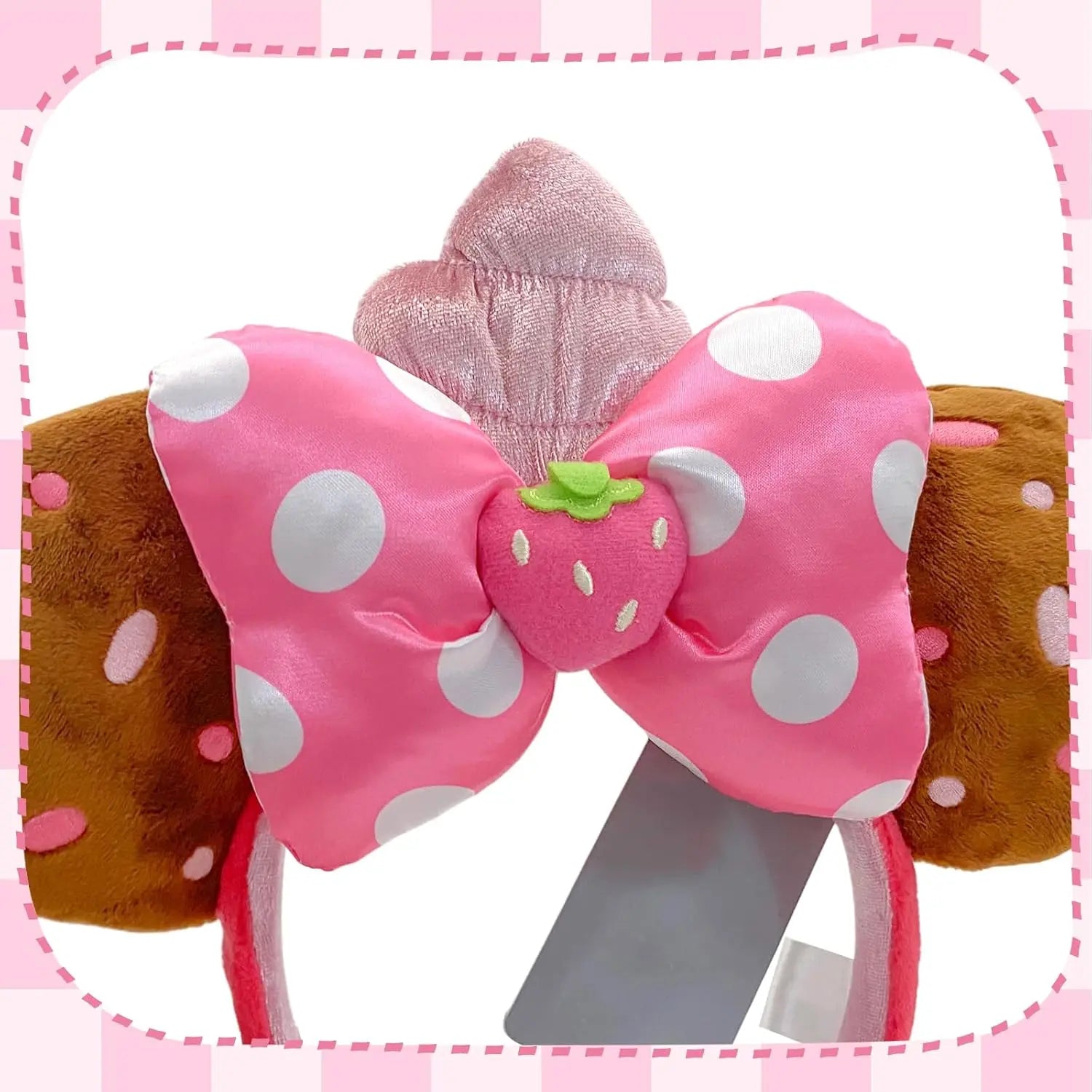 Mouse Ears Headbands Strawberry Bow birthday Princess Party Decoration Cosplay Hair Accessories Hairband for girl Women Adult Qme