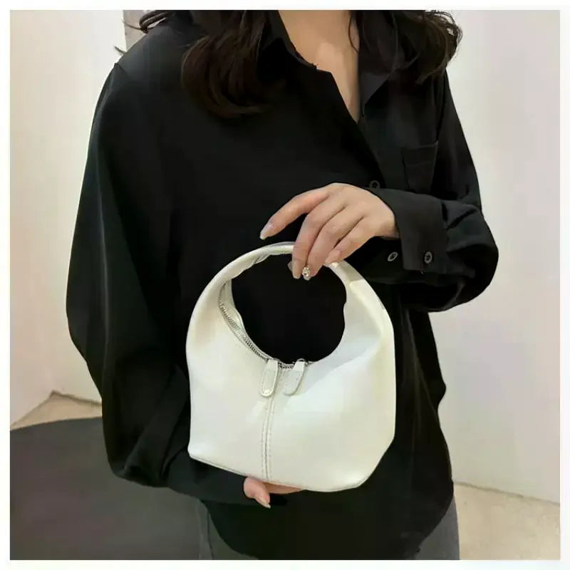 Mini PU Leather Hobo Top Handle Bag With Zipper Closure Multiple Color Choices For Daily Use Shopping Weekend Trips Qme