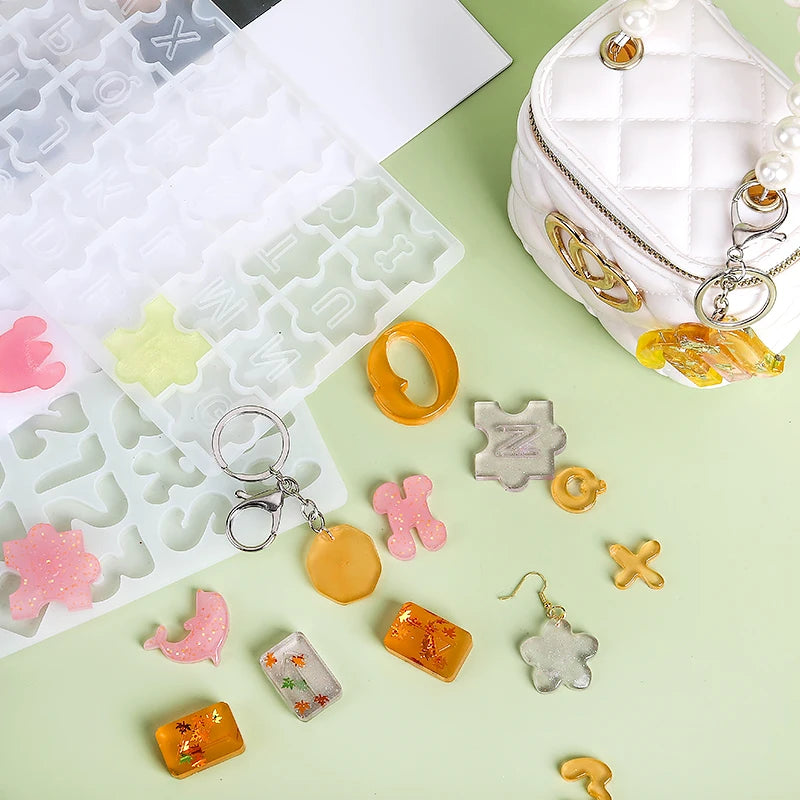 Alphabet Resin Silicone Mould Resin Letter Number Molds Alphabet Keychain Molds for DIY Keychain Jewelry Pendant Making Qme