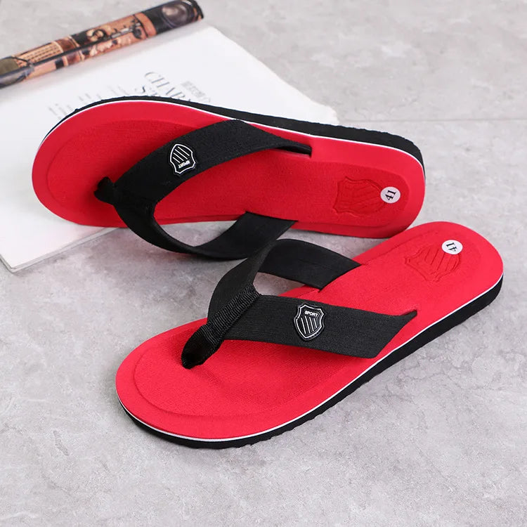 Hot Sale High Quality Men Flip Flops Summer Beach Flip Flops Men Fashion Breathable Casual Beach Men Slippers Summer Outdoor Qme Red 42