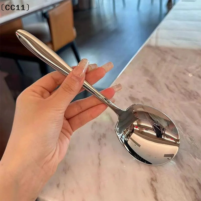 Large Stainless Steel Rice Spoon Ergonomic Metal Serving Kitchen Qme Default Title
